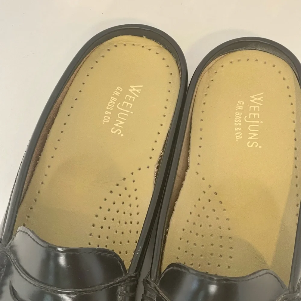 G.H. Bass & Co. Black Leather Penny Loafer Mules